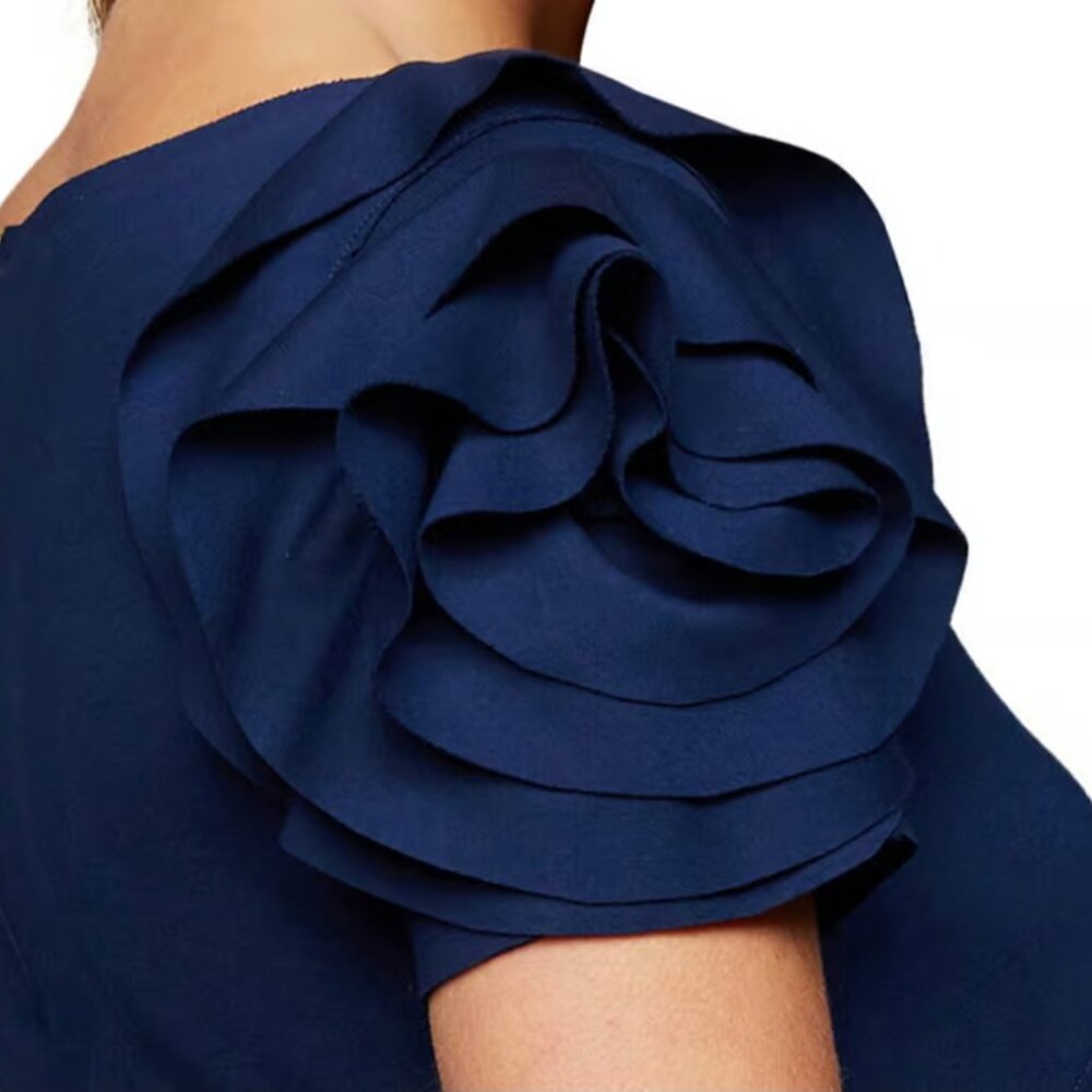 Navy Blue Pietro Brunelli Milano Size S Maternity Dress with Petal Sleeve Detail - Picture 3 of 5